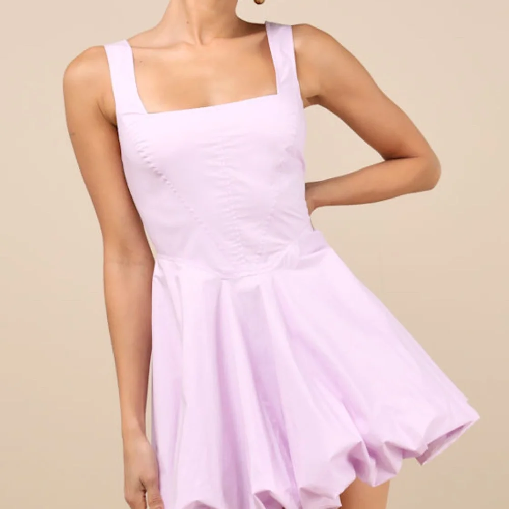 Lulus Madalinde Lavender Sleeveless Bubble-hem Mini Dress Purple - Size S - Picture 1 of 1